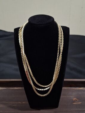 Light Weight Multi Strand Gold Tone Chain Necklace West Germany Textured Links